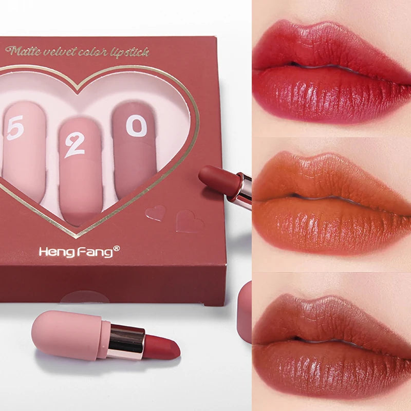 Mini capsule lipstick set velvet foggy face matte lipstick niche brand small ball lipstick Valentine's Day