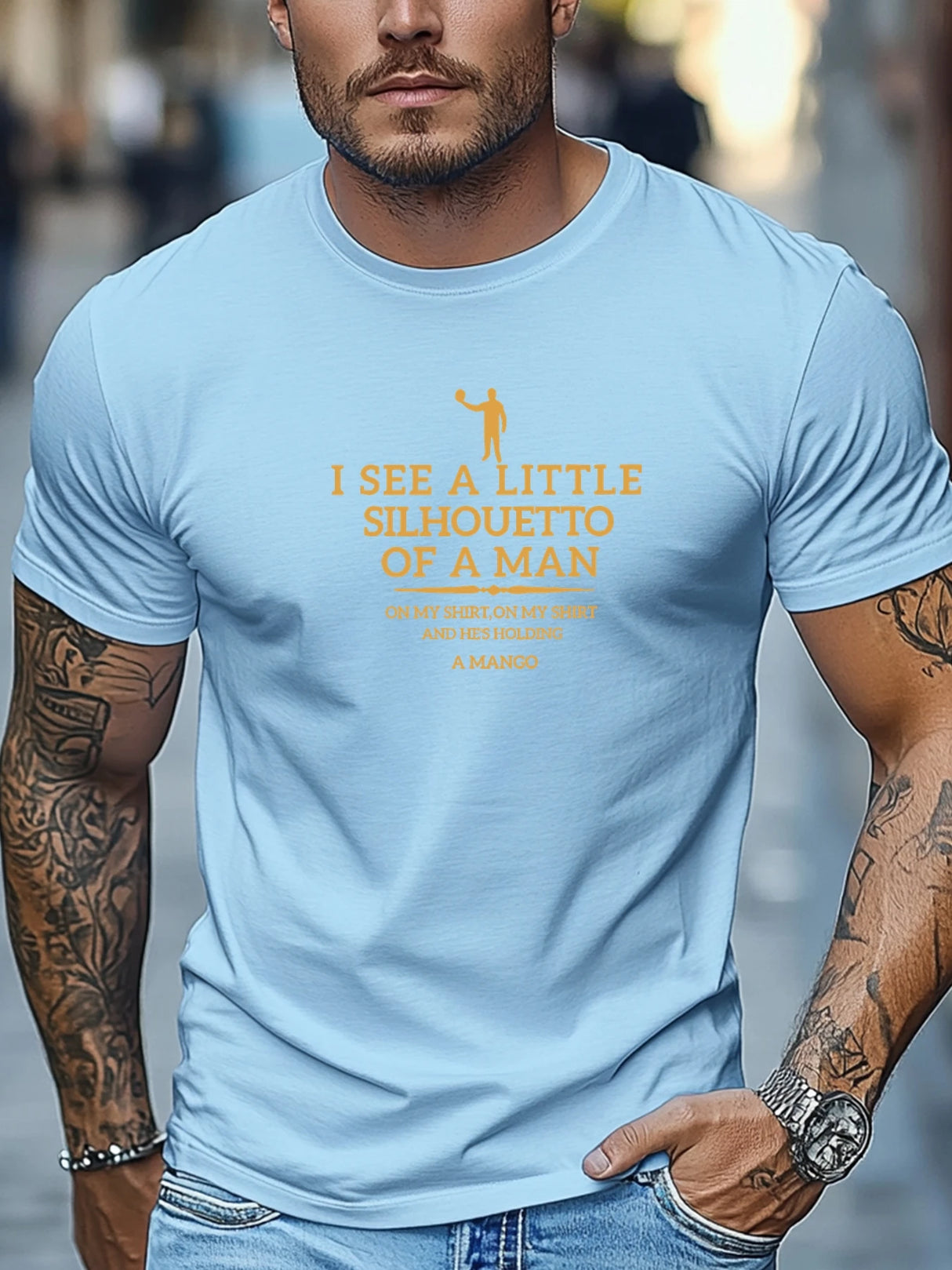 Men's t shirts I SEE A LITTLE SILHOUETTO OF A MAN Graphic Summer Soft Comfort Fit Tee Daily Wear Tops