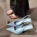 Fashionable high heels for women 2025, striped design, black style, pointed stilettos, sexy and comfortable, large-sized sandals