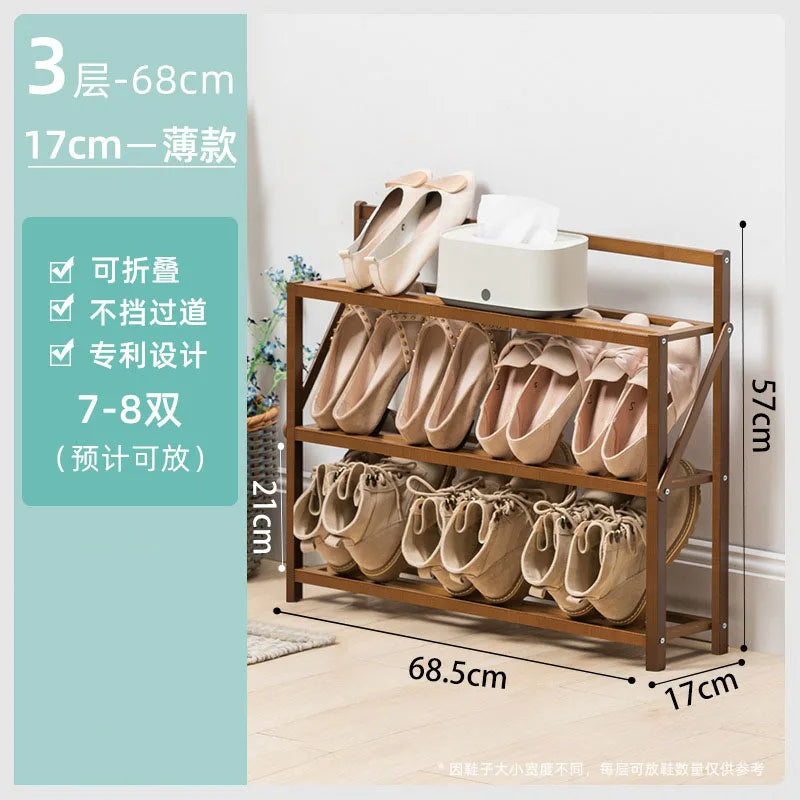 Shoe Racks Organizer Wooden Narrow Shoe Rack Ultra Thin Vertical Shoemakers Space-saving Entrance Shoes Closet Home Furniture