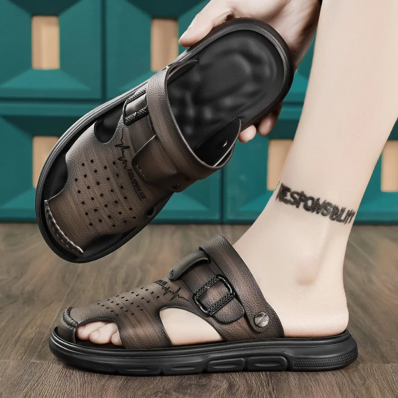 Sandals men's fashionable comfortable summer sandals mens outdoor wear breathable wear-resistant non slip soft soled beach shoes