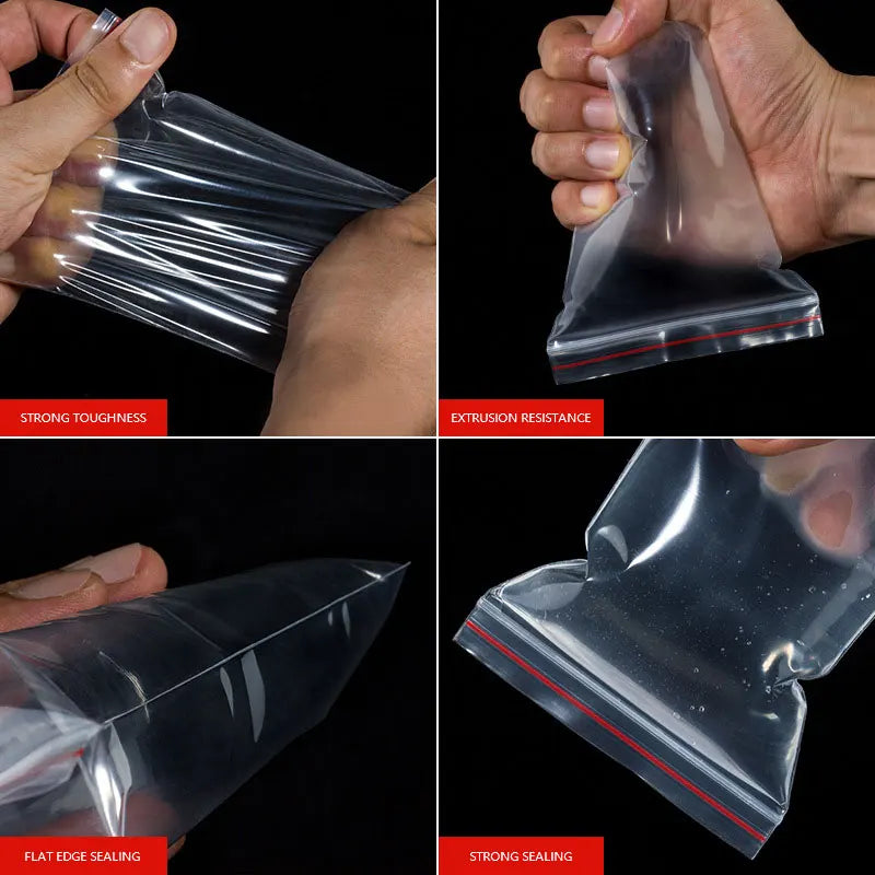100Pcs/lot Small ZipLock Plastic Bags Transparent Bag Reclosable Vacuum Storage Bag Clear Bags Zipper Food Storage zip Bags ﻿