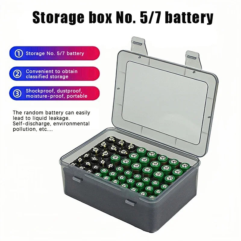 Battery Storage Organizer Holder Holds 54 AA AAA Batteries, Battery Box Case Garage Container,Home Drawer Organization Dispenser