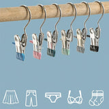 10/5PCS Stainless Steel Clothespins Laundry Clothes Pegs with Hook Pants Hanger Portable Hanging Clips Closet Clothes Organizer