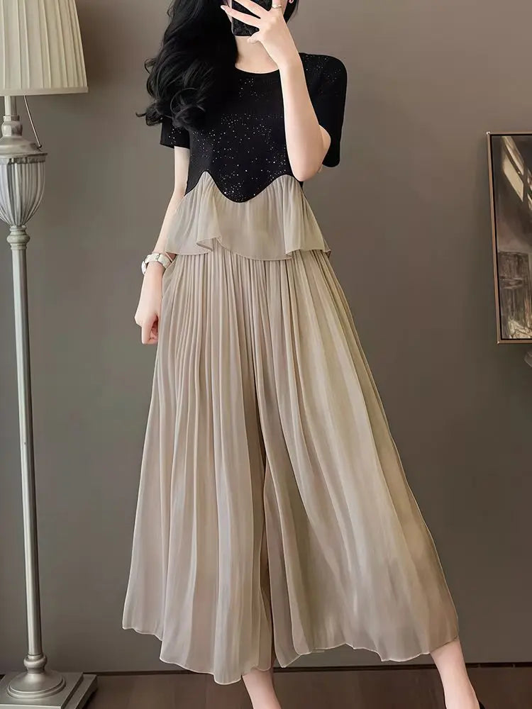 Pant Sets for Women 2 Pieces Ruffle Top and Bottom Promotion With Sleeve Luxury Full Outfit Cheap Cozy Trousers Woman Large Size