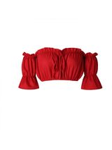 Crop tops women 2024 summer lantern sleeve sexy strapless beach tops red black white ruched crop top