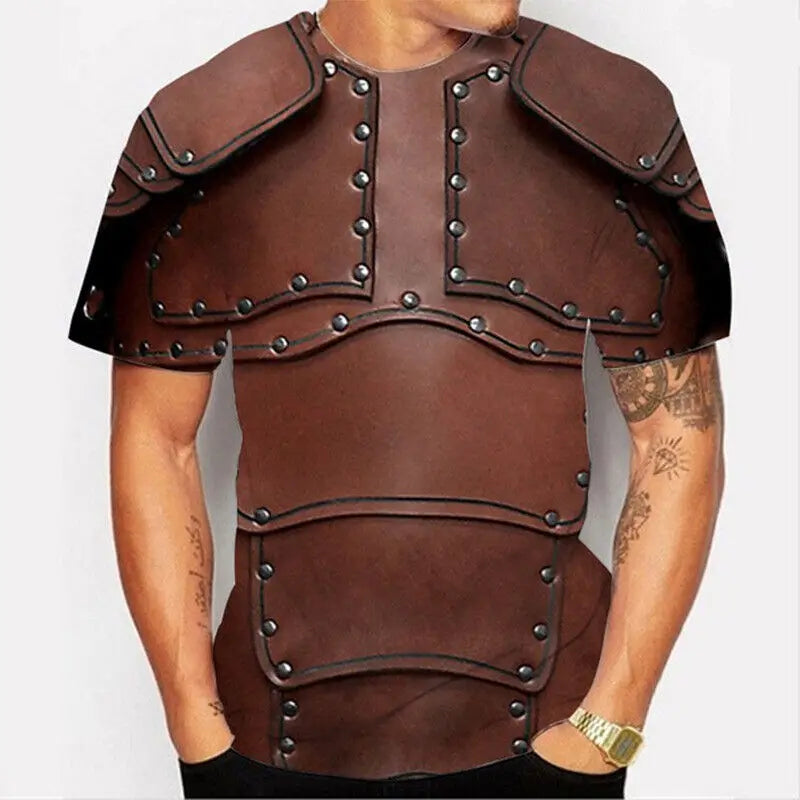 Mens T-Shirts For Men Clothing Oversized Tees Unisex Armor Graphic 3D Print Summer Casual Short Sleeve Armour Tops