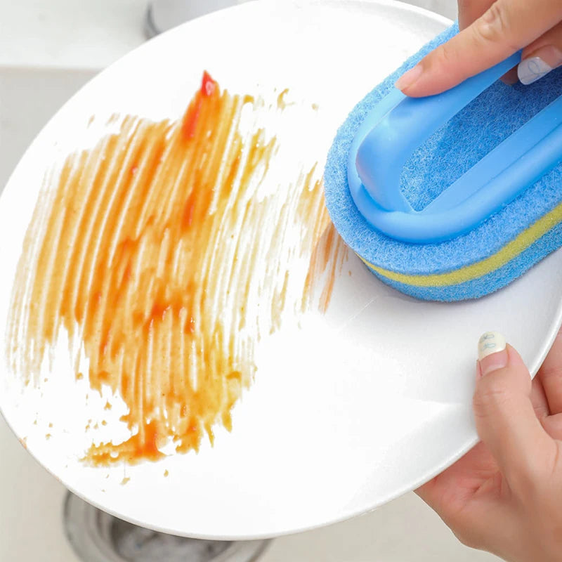 Cleaning Brush With Handle Sponge Wiping Kitchen Cleaning Pot Washing Dishwashing Sponge Cleaning And Brush Tool Toilet Ceramic