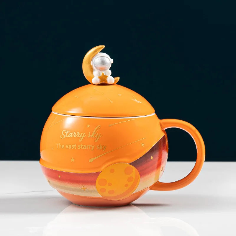 Creative Cartoon Planet Mug Cute Astronaut Ceramic Mug Gift Souvenir Mug