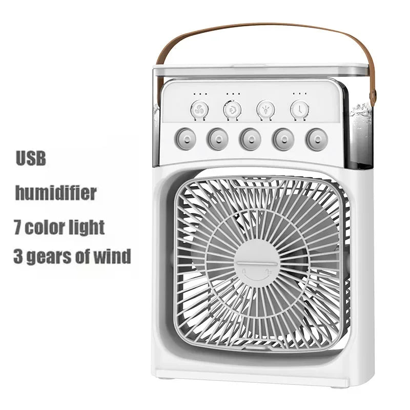 2025 New Three In One Household Air Conditioner Small Air Cooler Portable Smallfan Household Night Humidifier LED Nightlight Fan