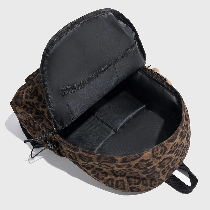 Leopard print Woman Backpack School Book Bags For Teenage Girls Boys Harajuku Female College Bag Student Lady leisure BagPack
