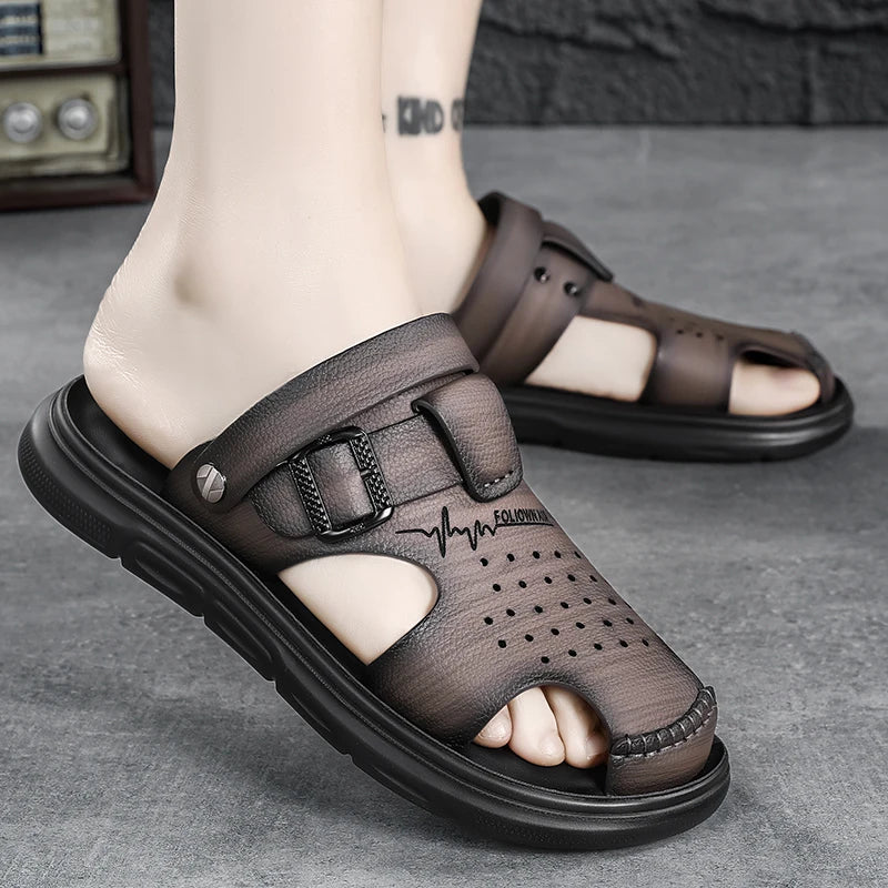 Sandals men's fashionable comfortable summer sandals mens outdoor wear breathable wear-resistant non slip soft soled beach shoes