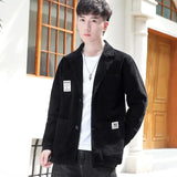 Man Suits and Blazers Black Corduroy Jacket for Men Single Breasted Fashion 2024 Elegant Coats Classic Casual High Quality New