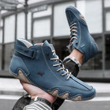 Boots for Men Casual High Top Sneakers Soft Sole Fashion Mens Slip-On Leather Driving Walking Shoes Comfort Luxury Ankle Boots