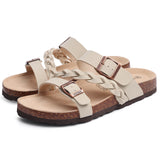 KIDMI Fashion Women's Cork  Sandals Summer Sandals Women Outdoor Nonslip Slip-On Slide Sandals With Adjustable Buckle Sandals