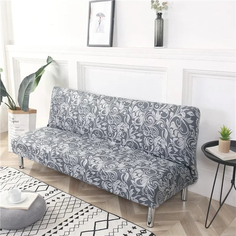 [Stretch Sofa Bed Cover] Spring/Summer Milk Silk Fabric Living Room Armless Folding Sofa Sofa Cover puf grande y esponjoso
