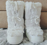 y2k Black Fur Boots for Women Snow Boots 2025 Winter Faux Fur Boots Fluffy Fuzzy Furry Faux Fur Boots Waterproof Mid-calf Boots