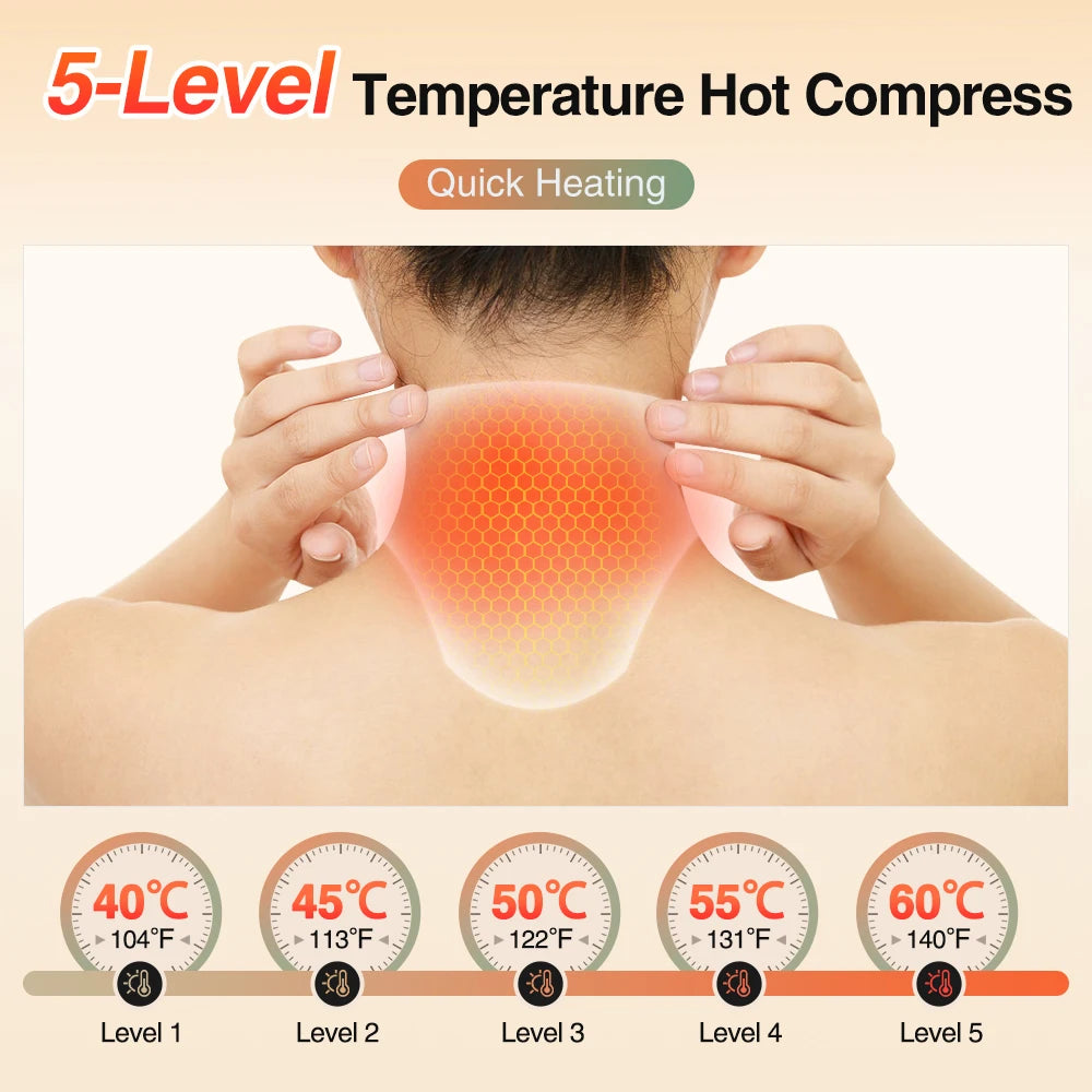 Wireless Neck Heating Pad Vibration Massage Cordless Heated Neck Wrap for Neck & Shoulder Discomfort Relief Electric Thermal Nec