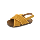 Girls Sandals Weave Retro Ins Trendy Kids Beach Shoes Korean Style 2025 Summer New Children Casual Shoes Slippers Non-slip