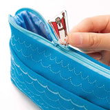School Supplies Storage Bag with Whimsical Aquatic Art; Creative Large Capacity Cartoon Oceanic Cosmetic Pouch