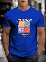 T Shirts For Men Bear 100% Cotton Graphic Printing Summer Round Neck T-Shirt Casual Breathable Street Style Daily Top