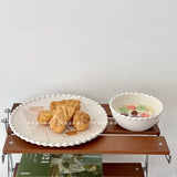 French Ins Ceramic Plates Home Pearl Edge Plates Western Cuisine Dish Home Breakfast Plates Steak Oval Household Tableware