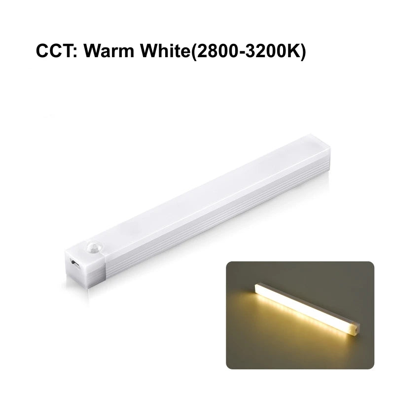 LED Motion Sensor Bar Light Wireless Induction Night Light USB Rechargeable Detector Lamp for Kitchen Cabinet Wardrobe Bedroom