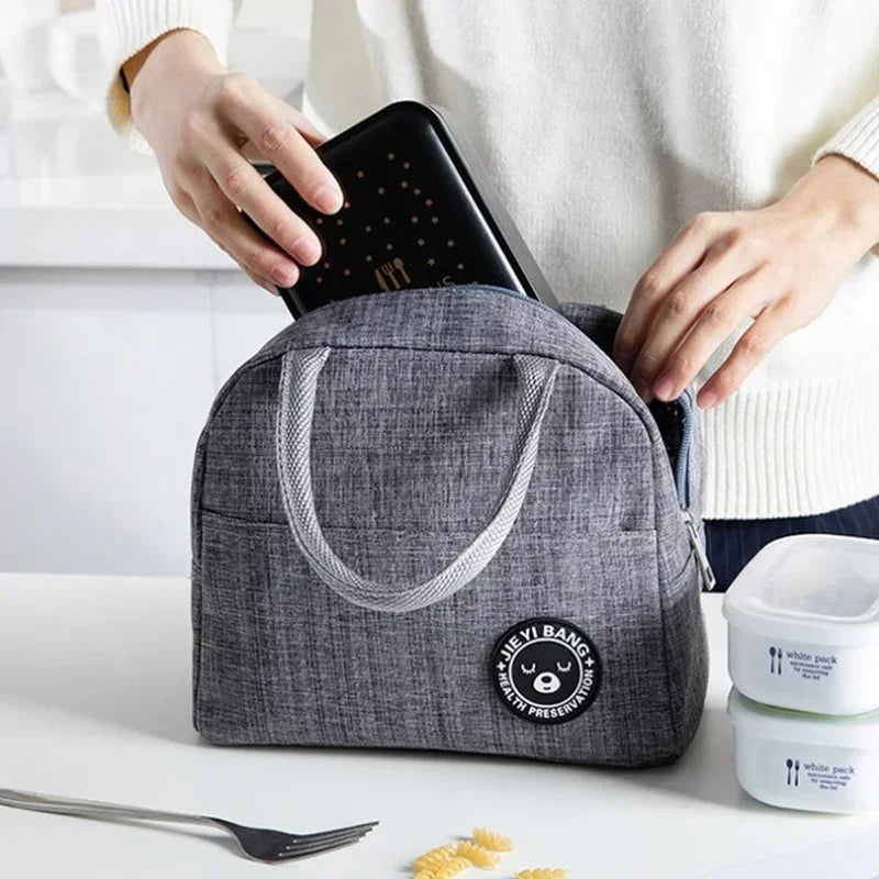 Lunch Bag Lunch Box Thermal Insulated Canvas Tote Pouch Kids School Bento Portable Dinner Container Picnic Food Storage Bags