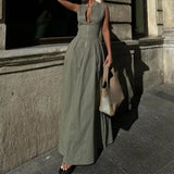 Women's Dress Sleeveless V-Neck Casual Waist-Fitted Zipper
