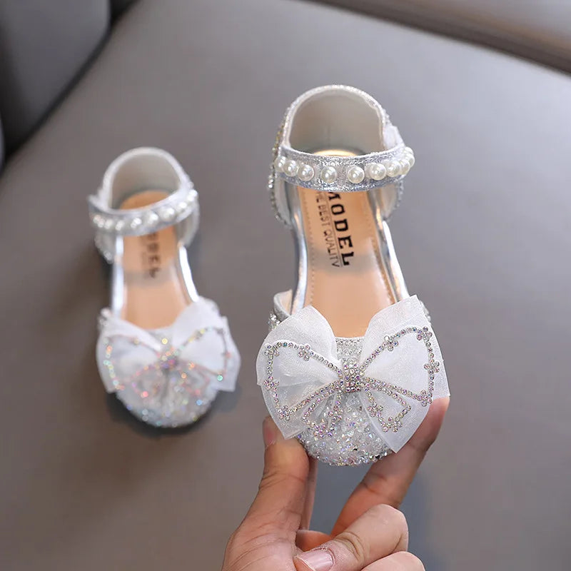 Summer Children's Sequins Sandals Sweet Girls Sandals Rhinestone Bow Sandals Fashion Kids Princess Shoes J318