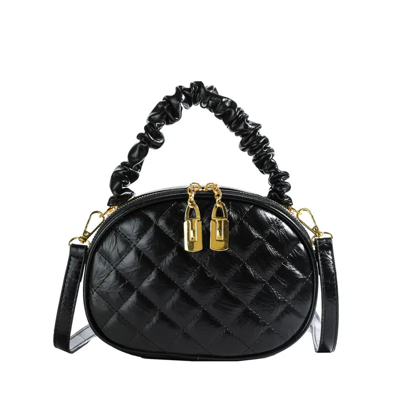 2025 New! Stylish Quilted Embroidery Bags for Women. Popular Crossbody and Handheld Small Round Bags with High Appearance Level