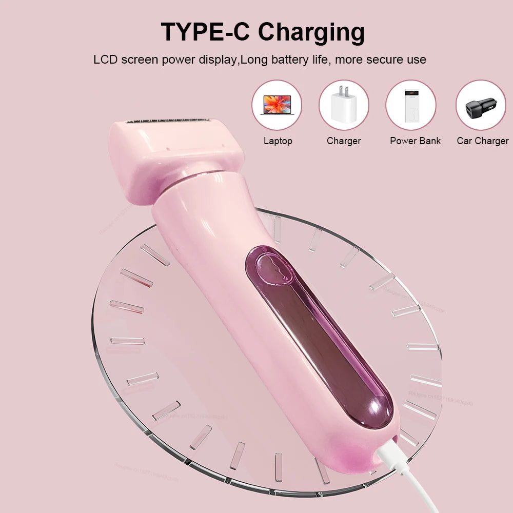 Electric Razor for Women Portable 2 in 1 Electric Shaver for Ladies Bikini Trimmer Facial Body Underarm Legs Waterproof Epilator