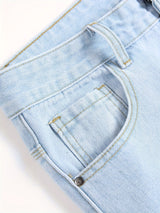 Men'S Slim Fit Letter & Heart Embroidered Ripped Jeans for men