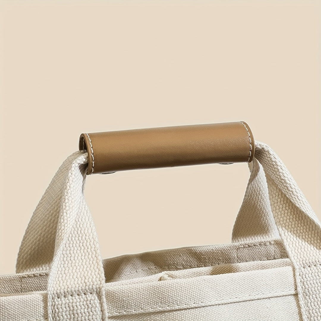 Canvas Tote Bag With Seperations, Durable Lightweight Shoulder Bag, Casual Practical Commuter   Bag