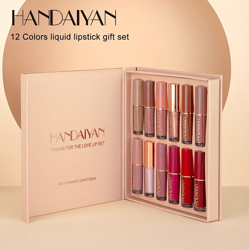 12 Colors Lip Gloss Set Liquid Lip Gloss Makeup Cosmetic Liquid Lipstick Smudge Proof Waterproof Lip Tint Set Mother's Day Gift