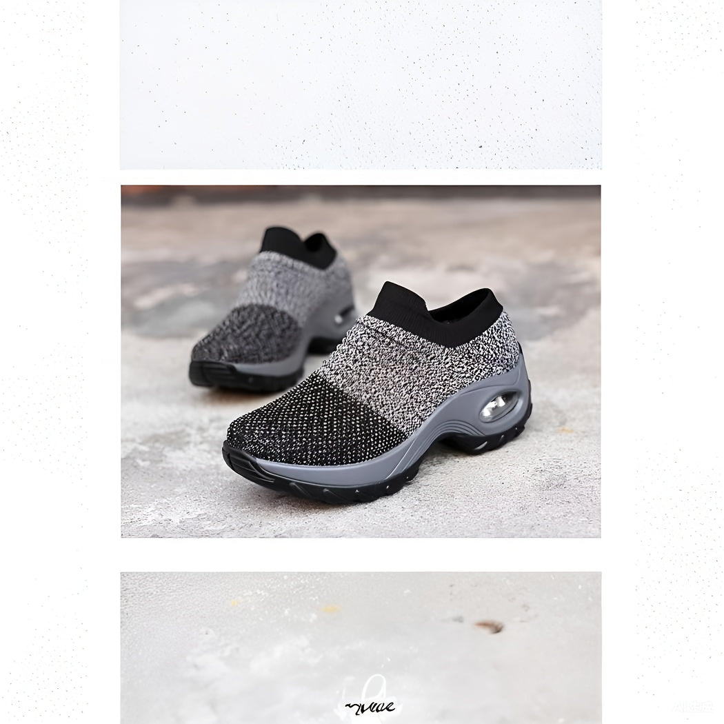 Lightweight Mesh Air Cushion Sole Chunky Sneakers - Women's Low Top Running Shoes Footwear