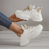 Women's Platform Mesh Sports Shoes, Breathable Lace Up Low Top Running Shoes, Versatile Walking Sneakers
