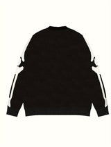 Gothic Skeleton Pattern Knitted Sweater, Men's Casual Warm Slightly Stretch Crew Neck Pullover Sweater For Men Fall Winter