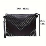 Fashion-Forward Womens Rivet Clutch Bag - Spiky Punk Style Crossbody Envelope Purse - Perfect for Everyday or Night Out Glam