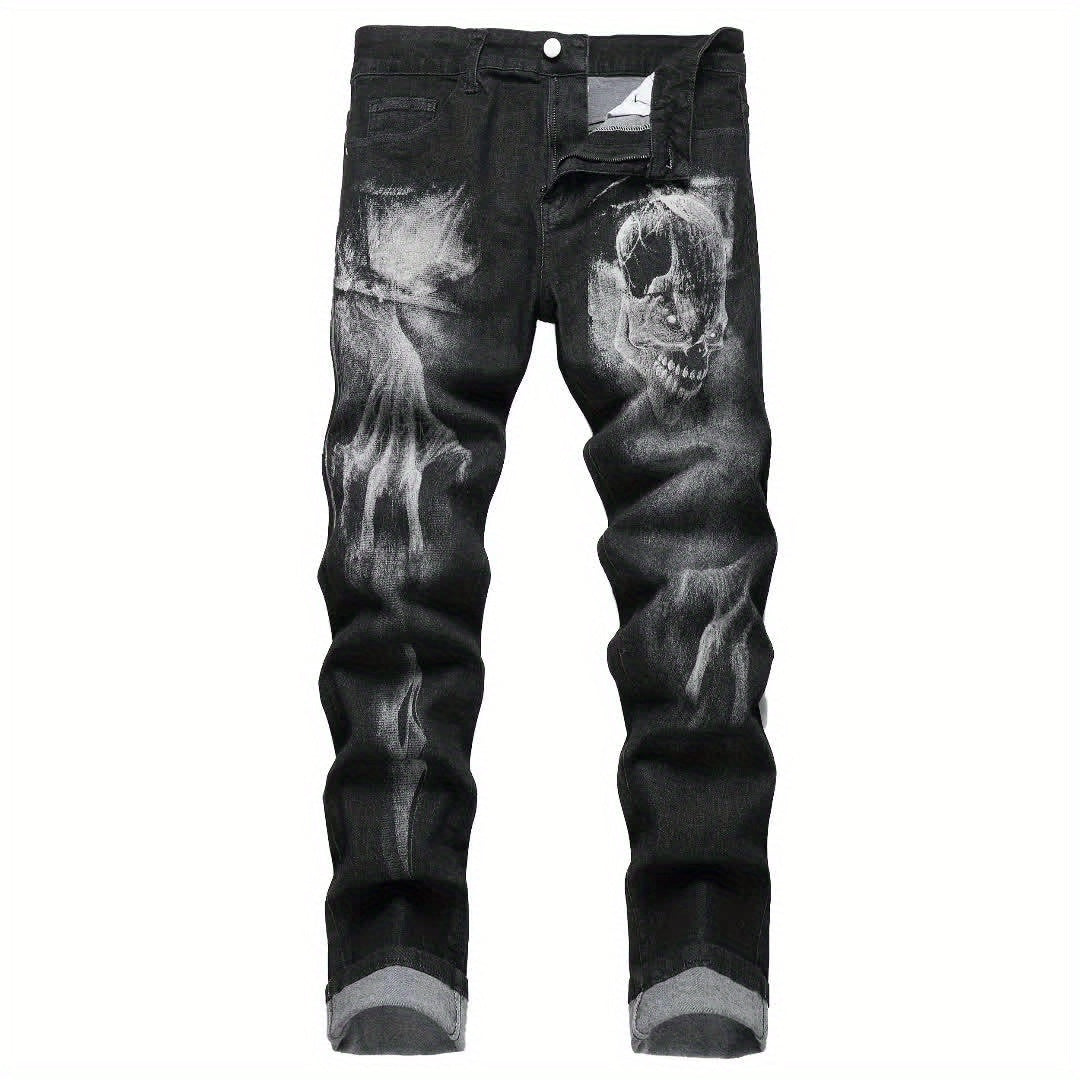 Mens Printed Jeans - Premium Jeans for Men Slim Fit - Skinny Stretch Denim Printed Pants for Men