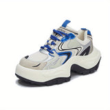 Women's Fashion Trendy Thick Bottom Running Shoes, Versatile Breathable Lace Up Chunky Sneakers