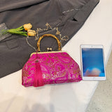 Vintage Chic Mini Shoulder Clutch Bag - Stylish Chain Strap, Versatile for Evening Party, Formal Occasions and Daily Use - Ethnic Inspired Design, Soft Fabric, and Easy to Carry