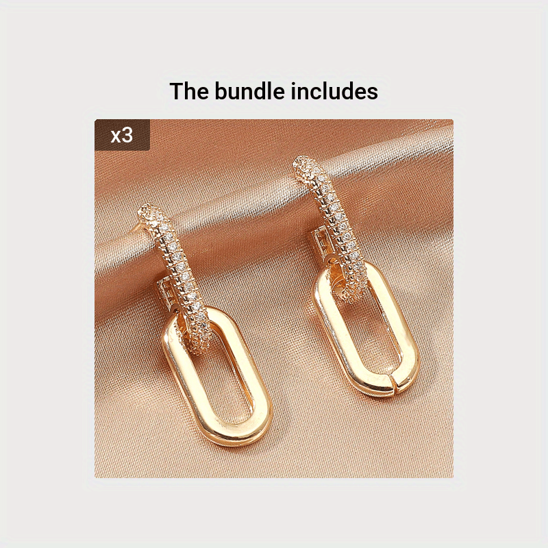 / Silvery Dangle Earrings With Shiny Zircon Decor Elegant Minimalist Style Copper Plated Jewelry Daily Casual