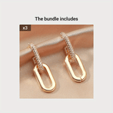 / Silvery Dangle Earrings With Shiny Zircon Decor Elegant Minimalist Style Copper Plated Jewelry Daily Casual