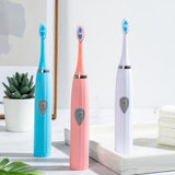 Portable electric toothbrush that doesn't require charging, with tapered soft bristle brush head for adults