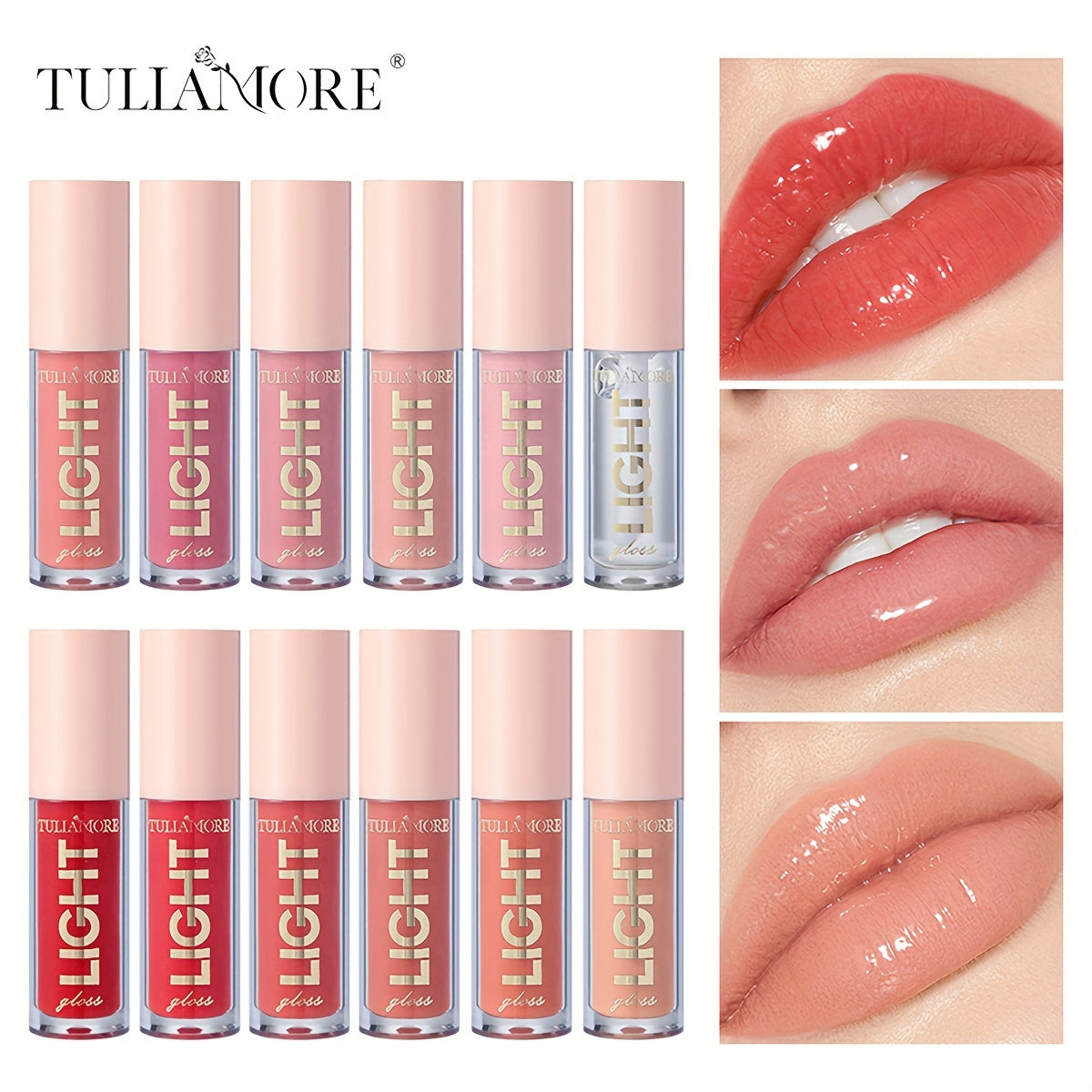 12 Colors Pearlescent Moisturizing Lip Gloss - Lustrous Mirror Nude Lip Stain with Natural Lip Oil for Valentine's Day Gifts