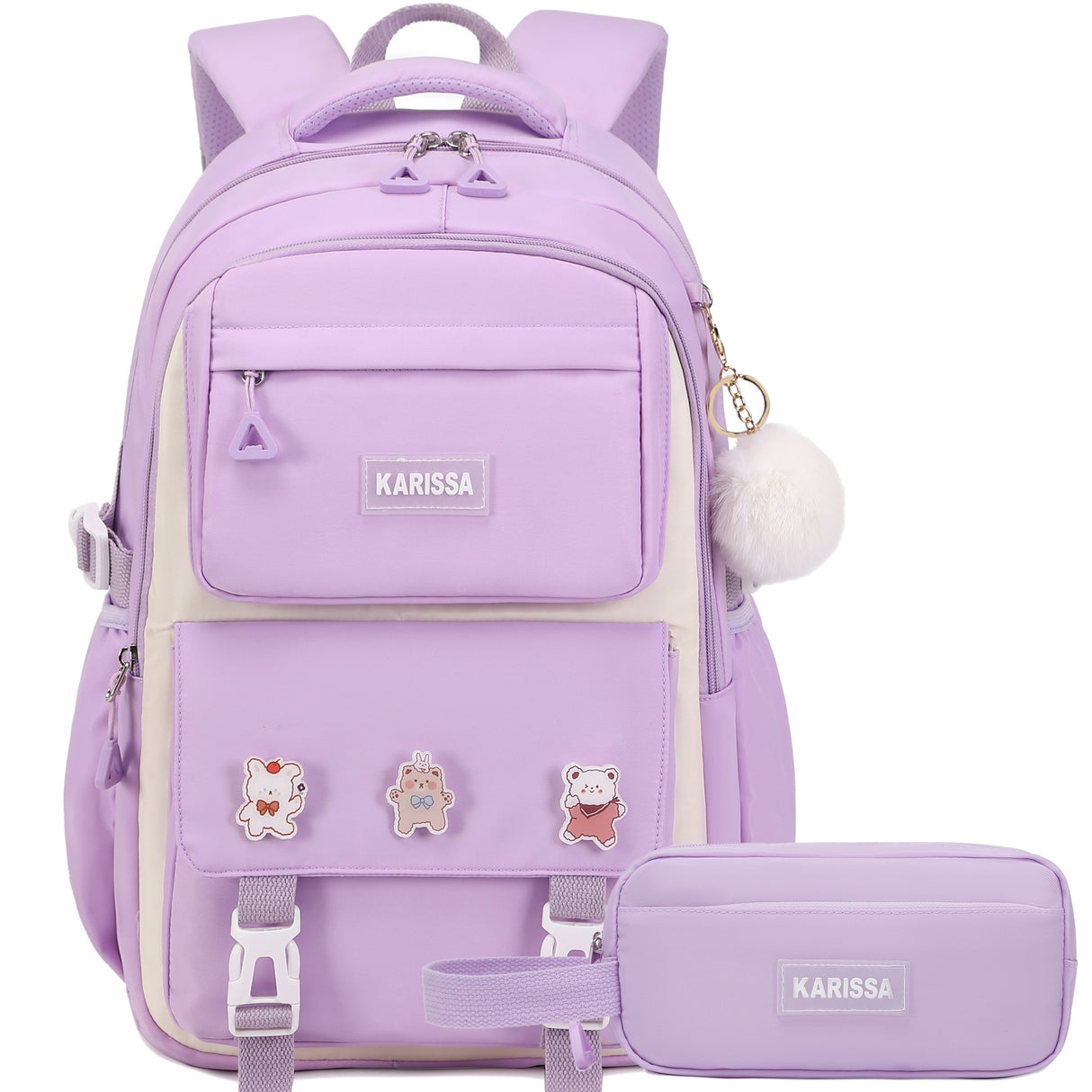 Aesthetic Backpack Set With Pencil Case, 15.6 Inch Laptop School Bag, Cute College Large Bookbag, Anti Theft Travel Daypack