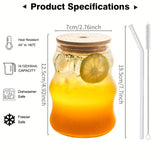 8PCS, Ribbed Drinking Glass Cups with Straws Set, 18 oz Creative Glass Cups Vintage Drinking Glasses Ribbed Glassware Aesthetic Cups Entertainment Dinnerware Glassware with Straws Set for Kitchen Coffee Juice Beverage