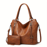 Luxurious Soft Leather Retro Tote Handbag - Spacious Multi-Pocket Design, Adjustable Shoulder Strap, and Stylish Crossbody Option - Perfect Mother's Day Gift or Everyday Essential for Ladies