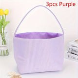 1pc Large Capacity Tote Bag, Easter Gift Bag, Easter Eggs Storage Bucket, Striped Seersucker Bunny Bag, Hunting Easter Eggs Handbag, Easter Party Decorations Gifts Bag, Party Tote Bags, Easter Gift Party Supplies